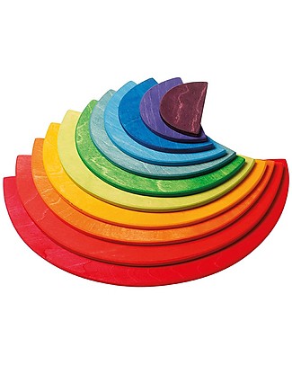 Grimm's Gioco in Legno Arcobaleno Semicircolare Grande, 11 Pezzi Incastri in Legno