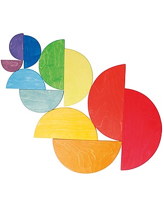 Grimm's Gioco in Legno Arcobaleno Semicircolare Grande, 11 Pezzi Incastri in Legno