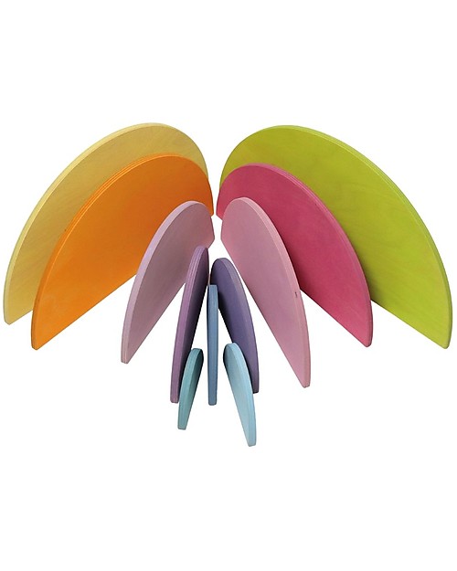 Grimm's Gioco in Legno Arcobaleno Semicircolare Grande - 12 Pezzi Giochi Montessoriani