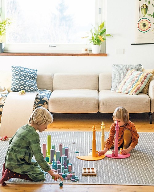 Grimm's Gioco in Legno Arcobaleno Semicircolare Grande - 12 Pezzi Incastri in Legno