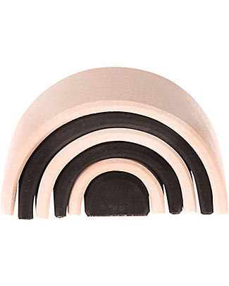 Grimm's Piccolo Tunnel Monocromatico, Bianco e Nero - 6 pezzi, 10.5 cm Incastri In Legno