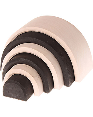 Grimm's Piccolo Tunnel Monocromatico, Bianco e Nero - 6 pezzi, 10.5 cm Incastri In Legno