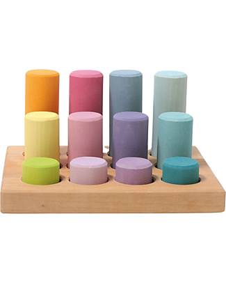 Grimm's Set 12 Rulli Impilabili - Pastello - Legno di Tiglio FSC Giochi Montessoriani