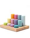 Grimm's Set 12 Rulli Impilabili - Pastello - Legno di Tiglio FSC Giochi Montessoriani