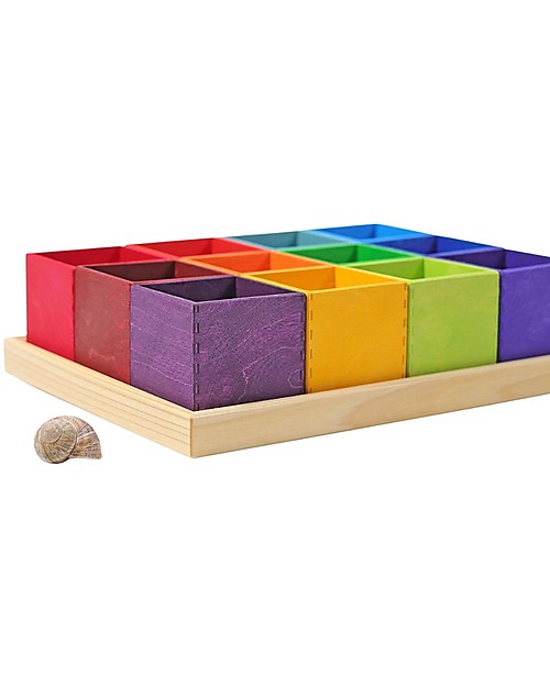 Grimm's Set 12 Scatoline Montessoriane - Arcobaleno - Legno Giochi Montessoriani