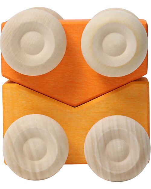 Grimm's Set 2 Macchinine Impilabili - Arancio - Legno di Acero - 0+ anni Giochi Montessoriani
