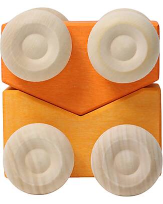 Grimm's Set 2 Macchinine Impilabili - Arancio - Legno di Acero - 0+ anni Giochi Montessoriani