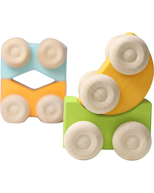 Grimm's Set 2 Macchinine Impilabili - Arancio - Legno di Acero - 0+ anni Giochi Montessoriani
