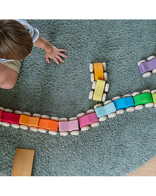 Grimm's Set 2 Macchinine Impilabili - Blu - Legno di Acero - 0+ anni Giochi Montessoriani