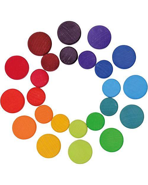Grimm's Set 24 Monete Arcobaleno - Legno d'Acero FSC Giochi Montessoriani