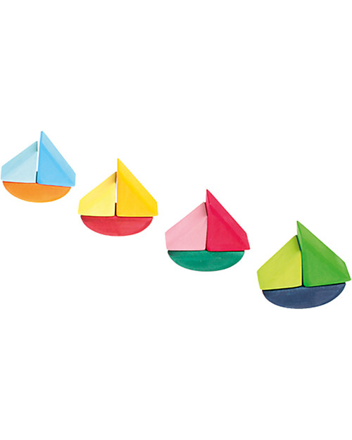 Grimm's Set 4 Barchette in Legno Componibili - Mille giochi divertenti! Giochi Montessoriani