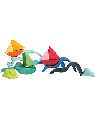 Grimm's Set 4 Barchette in Legno Componibili - Mille giochi divertenti! Giochi Montessoriani