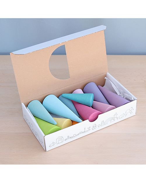 Grimm's Set Coni Foresta Arcobaleno - Pastello - Legno d'Acero FSC Giochi Montessoriani