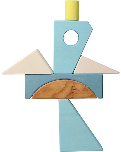 Grimm's Set Costruzioni Blu - Ispirato al Mare - Legno - 1+ anni Giochi Montessoriani