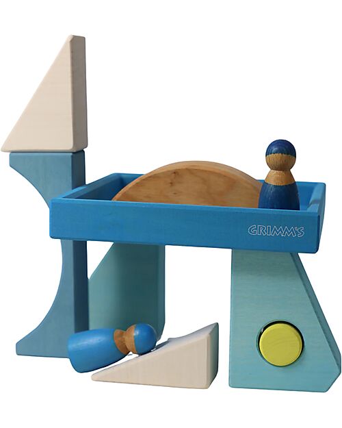 Grimm's Set Costruzioni Blu - Ispirato al Mare - Legno - 1+ anni Giochi Montessoriani