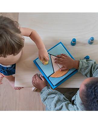 Grimm's Set Costruzioni Blu - Ispirato al Mare - Legno - 1+ anni Giochi Montessoriani