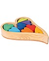 Grimm's Set Costruzioni in Legno Cuori Arcobaleno - 8 pezzi - Inventa mille sculture colorate! Costruzioni in Legno