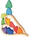 Grimm's Set Costruzioni in Legno Cuori Arcobaleno - 8 pezzi - Inventa mille sculture colorate! Costruzioni in Legno