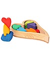Grimm's Set Costruzioni in Legno Cuori Arcobaleno - 8 pezzi - Inventa mille sculture colorate! Costruzioni in Legno