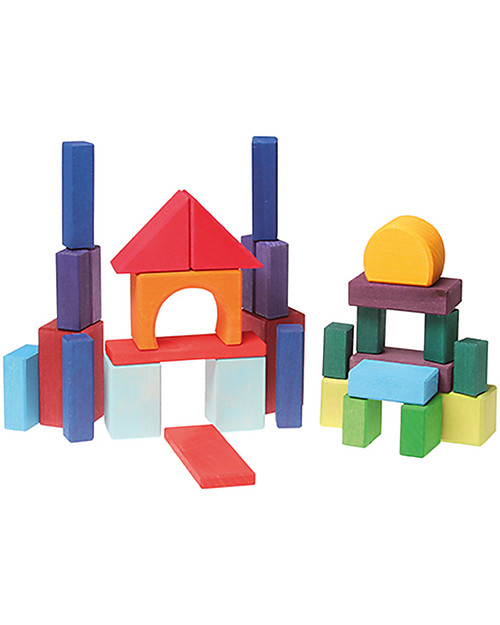 Grimm's Set Costruzioni in Legno Geo-Blocks - 30 pezzi - Inventa mille sculture colorate! Costruzioni in Legno