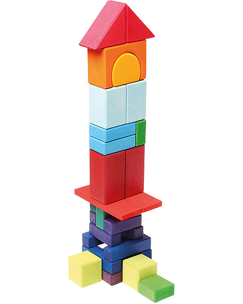 Grimm's Set Costruzioni in Legno Geo-Blocks - 30 pezzi - Inventa mille sculture colorate! Costruzioni in Legno