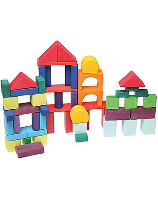Grimm's Set Costruzioni in Legno Geo-Blocks - 60 pezzi - Inventa mille sculture colorate! Giochi Montessoriani
