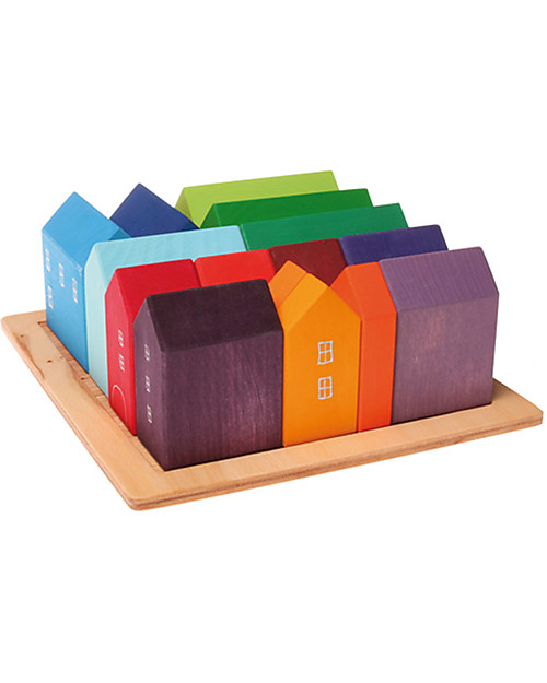 Grimm's Set Costruzioni in Legno Piccole Casette - 15 pezzi - Originale, divertente, educativo! Costruzioni in Legno