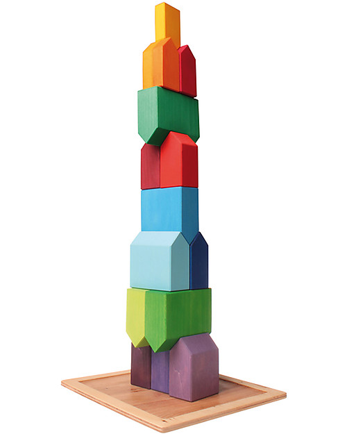 Grimm's Set Costruzioni in Legno Piccole Casette - 15 pezzi - Originale, divertente, educativo! Costruzioni in Legno