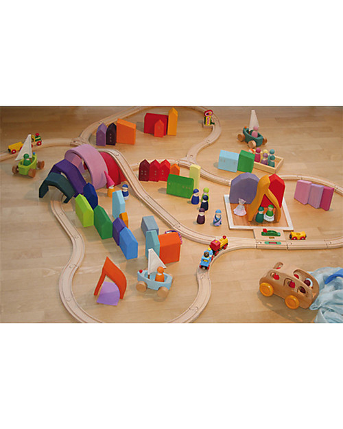 Grimm's Set Costruzioni in Legno Piccole Casette - 15 pezzi - Originale, divertente, educativo! Costruzioni in Legno