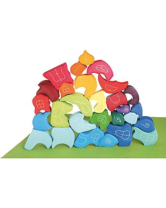 Grimm's Set Costruzioni in Legno Torre di Foglie - 3 pezzi - Originale, divertente, educativo! Giochi Montessoriani