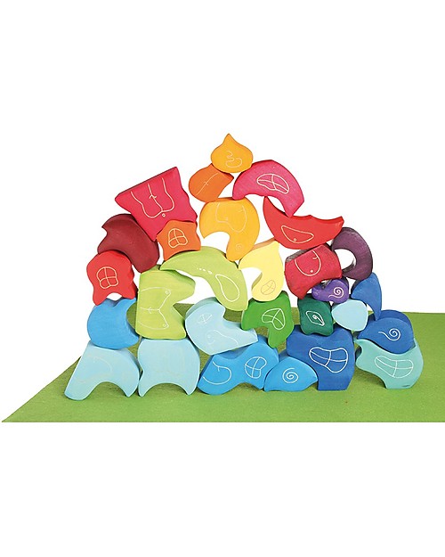 Grimm's Set Costruzioni in Legno Torre di Rose - 4 pezzi - Inventa mille costruzioni colorate! Costruzioni in Legno