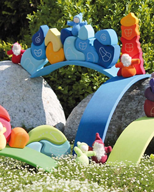 Grimm's Set Costruzioni in Legno Torre di Rose - 4 pezzi - Inventa mille costruzioni colorate! Costruzioni in Legno