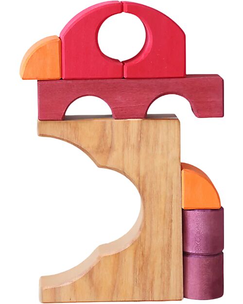Grimm's Set Costruzioni Rosso - Macchina - Legno - 1+ anni Giochi Montessoriani