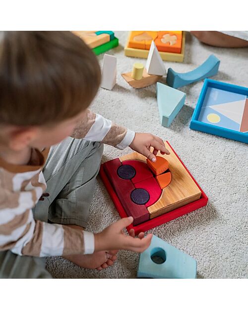 Grimm's Set Costruzioni Rosso - Macchina - Legno - 1+ anni Giochi Montessoriani