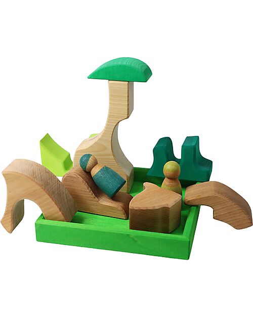 Grimm's Set Costruzioni Verde - Scoiattolo - Legno - 1+ anni Giochi Montessoriani