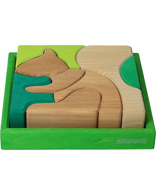 Grimm's Set Costruzioni Verde - Scoiattolo - Legno - 1+ anni Giochi Montessoriani