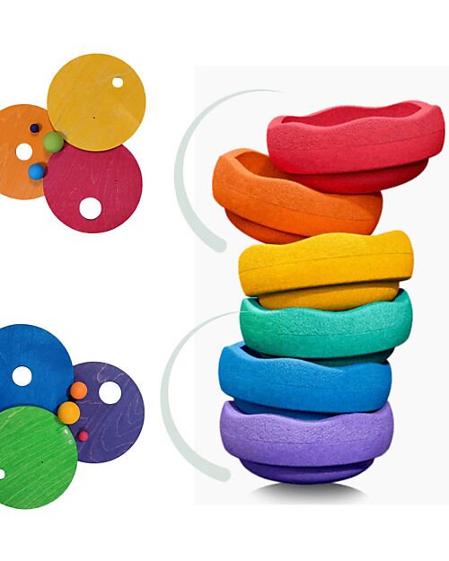 Grimm's Set Dischi Rotanti - Freddo Classico - Grimm's x Stapelstein Giochi di Equilibrio_