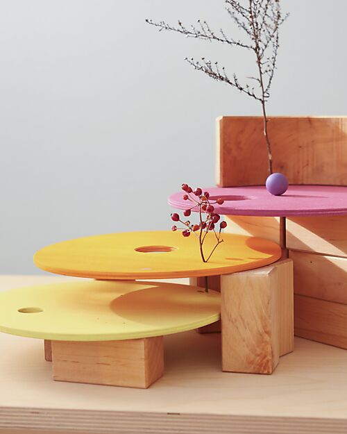 Grimm's Set Dischi Rotanti - Pastello Caldo - Grimm's x Stapelstein Giochi di Equilibrio_