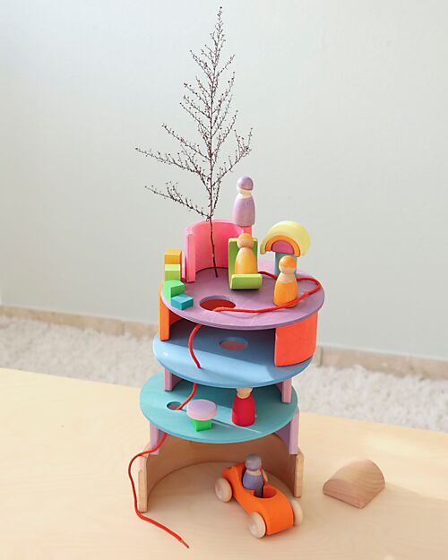 Grimm's Set Dischi Rotanti - Pastello Freddo - Grimm's x Stapelstein Giochi di Equilibrio_