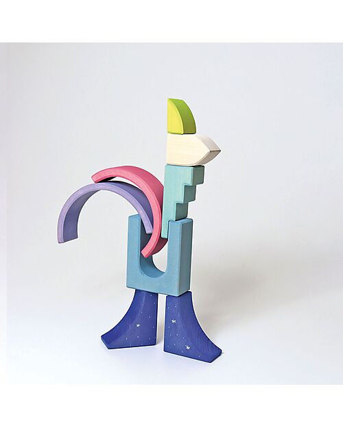 Grimm's Set Gioco Costruzioni del Mondo - Luce Polare - Blu - Bianco Costruzioni in Legno