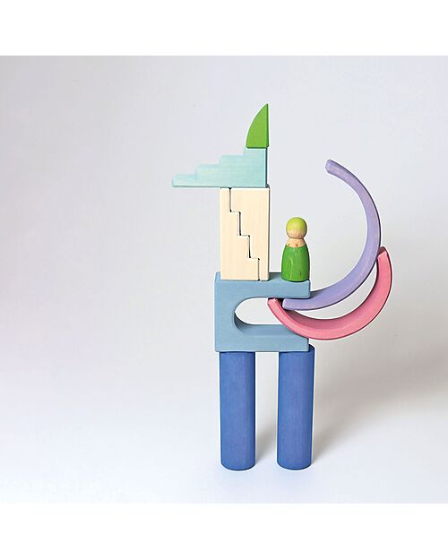 Grimm's Set Gioco Costruzioni del Mondo - Luce Polare - Blu - Bianco Costruzioni in Legno