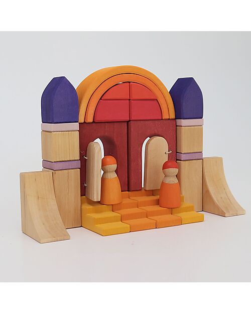 Grimm's Set Gioco Costruzioni del Mondo - Mondo del Deserto - Giallo - Arancione - Rosso Costruzioni in Legno