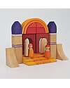 Grimm's Set Gioco Costruzioni del Mondo - Mondo del Deserto - Giallo - Arancione - Rosso Costruzioni in Legno
