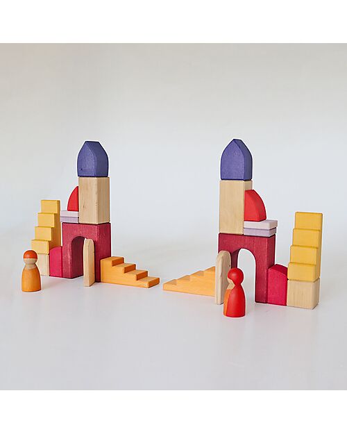 Grimm's Set Gioco Costruzioni del Mondo - Mondo del Deserto - Giallo - Arancione - Rosso Costruzioni in Legno