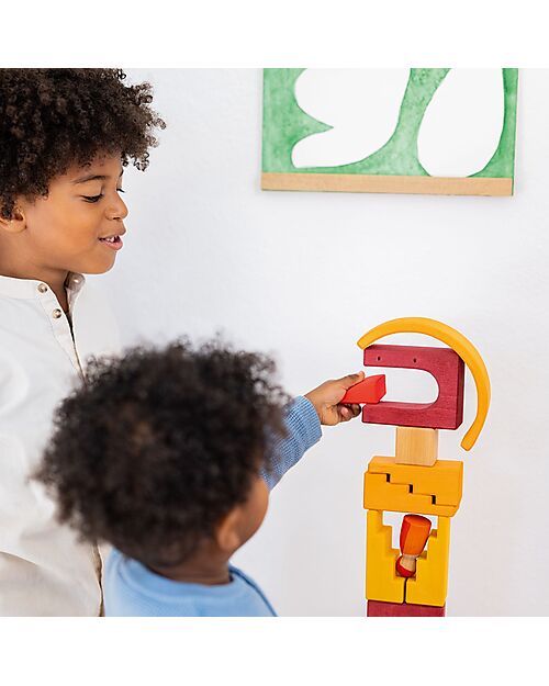 Grimm's Set Gioco Costruzioni del Mondo - Mondo del Deserto - Giallo - Arancione - Rosso Costruzioni in Legno