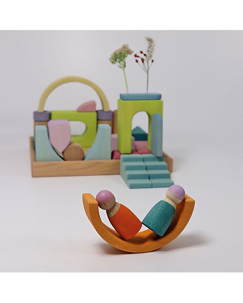 Grimm's Set Gioco Costruzioni del Mondo - Mondo delle Nuvole - Pastello Costruzioni in Legno
