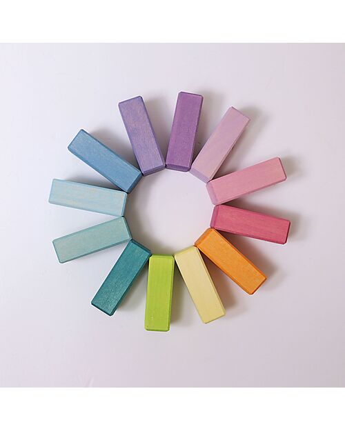 Grimm's Set Gioco Mattoncini Duo - Pastello - Legno 100% FSC Costruzioni in Legno