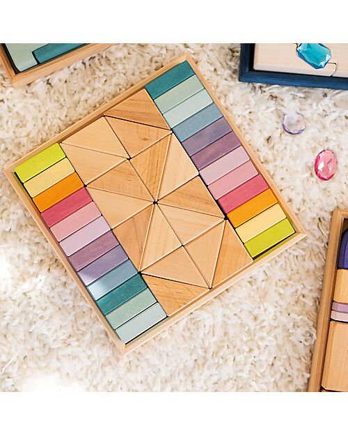 Grimm's Set Gioco Mattoncini Duo - Pastello - Legno 100% FSC Costruzioni in Legno