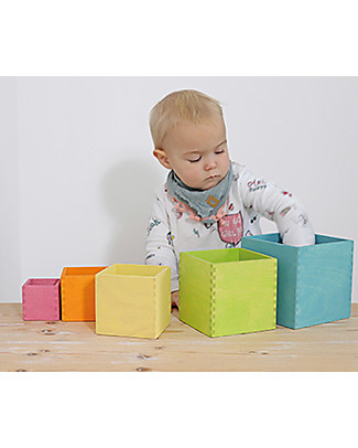 Grimm's Set Gioco Milleusi Quadrati in Legno, Colori Pastello - 6 Pazzi Attività Montessori