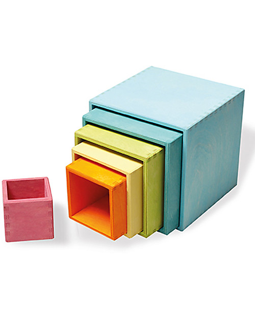 Grimm's Set Gioco Milleusi Quadrati in Legno, Colori Pastello - 6 Pazzi Giochi Montessoriani